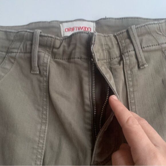 Driftwood Norah Jogger Pants Women 28x26 Green Flower Embroidered Military - Picture 11 of 13